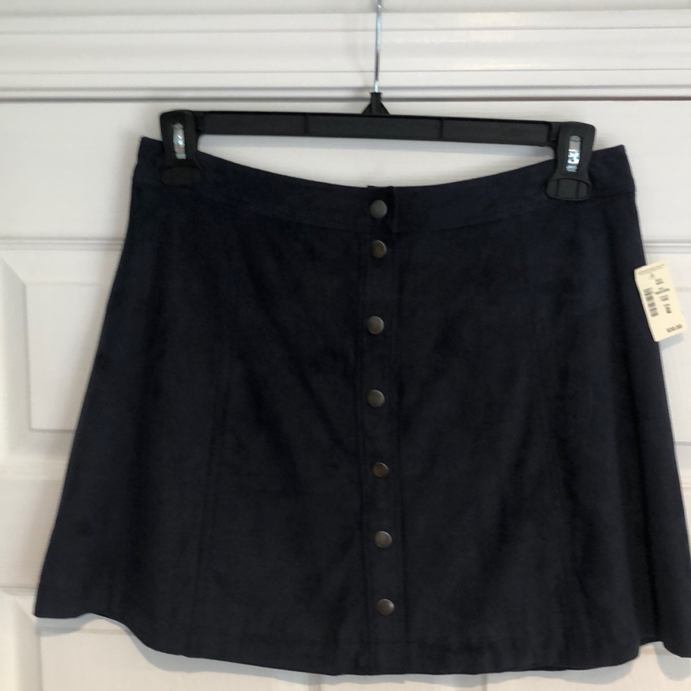Aeropostale navy blue suede like lined button-down miniskirt